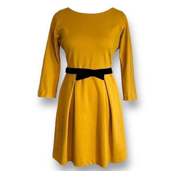 Girls From Savoy Womens Fit Flare Dress XS Mustard Yellow Twee ASO Taylor Swift - Picture 4 of 12
